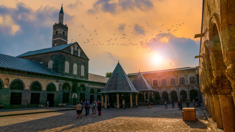Ulu Mosque with sunset, Sur, Diyarbakir, Turkey