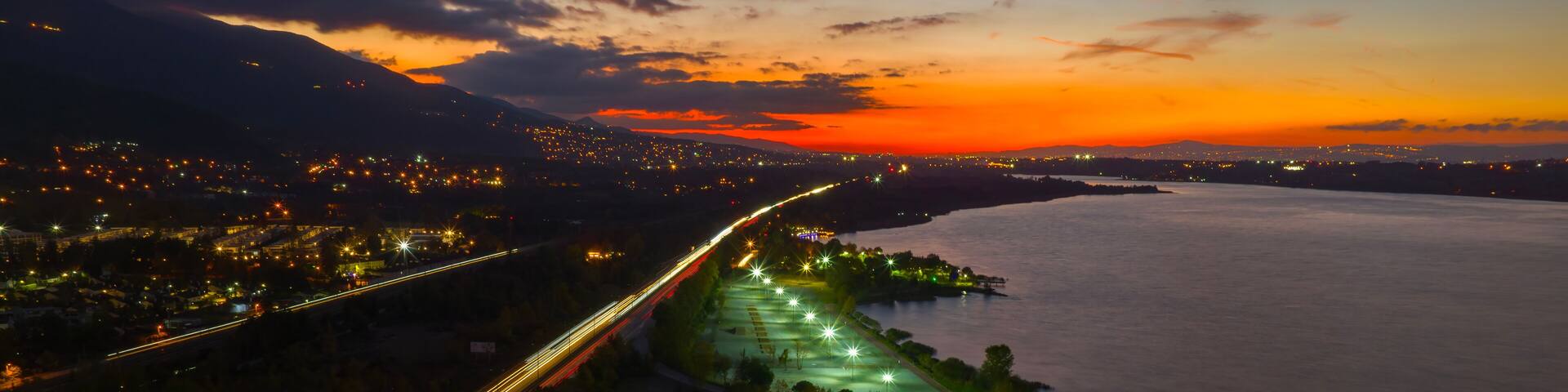 View from Sakarya Province to Kartepe and Sapanca Lake at sunset