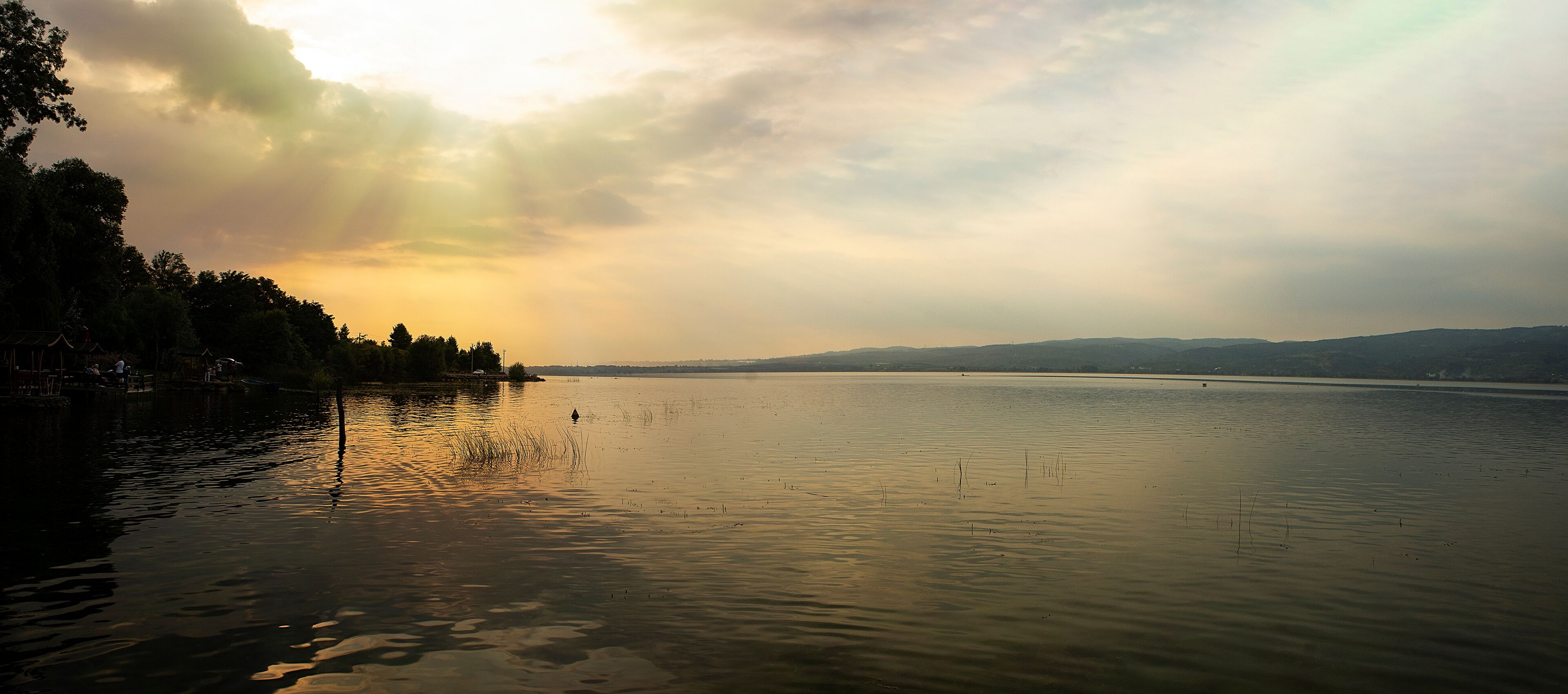 sunset over the lake
