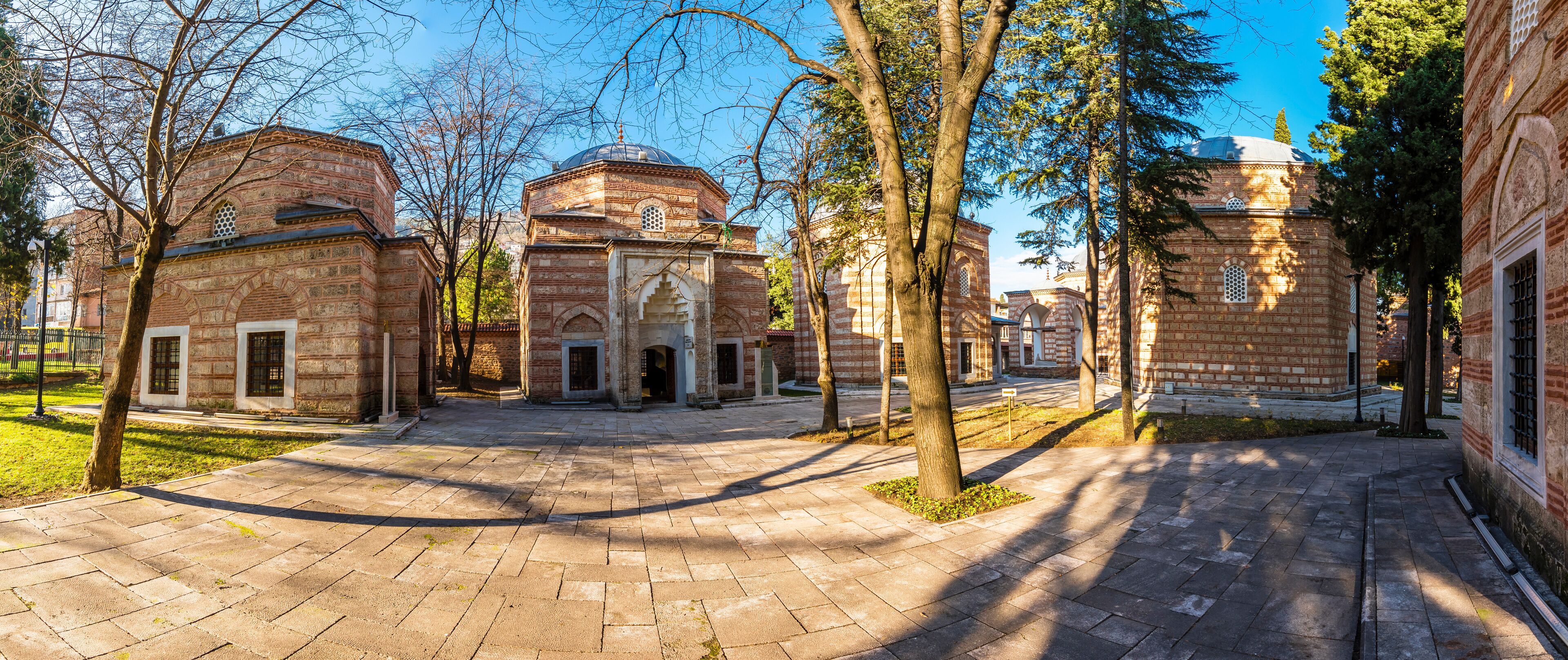Ottoman gravestones museum and ottoman tombs view of Muradiye complex in Bursa. Bursa is populer tourist destination in Turkey.