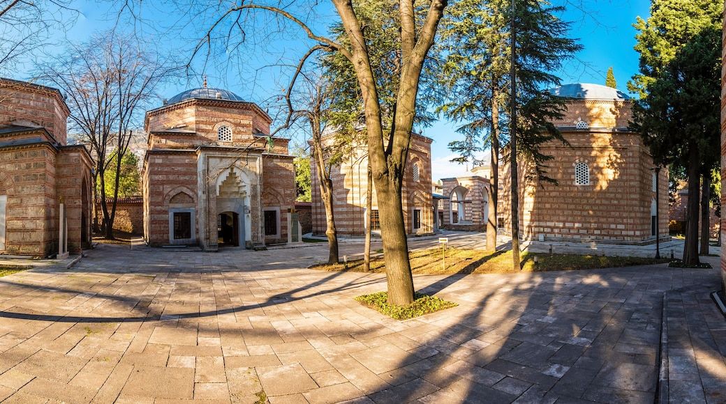 Ottoman gravestones museum and ottoman tombs view of Muradiye complex in Bursa. Bursa is populer tourist destination in Turkey.
