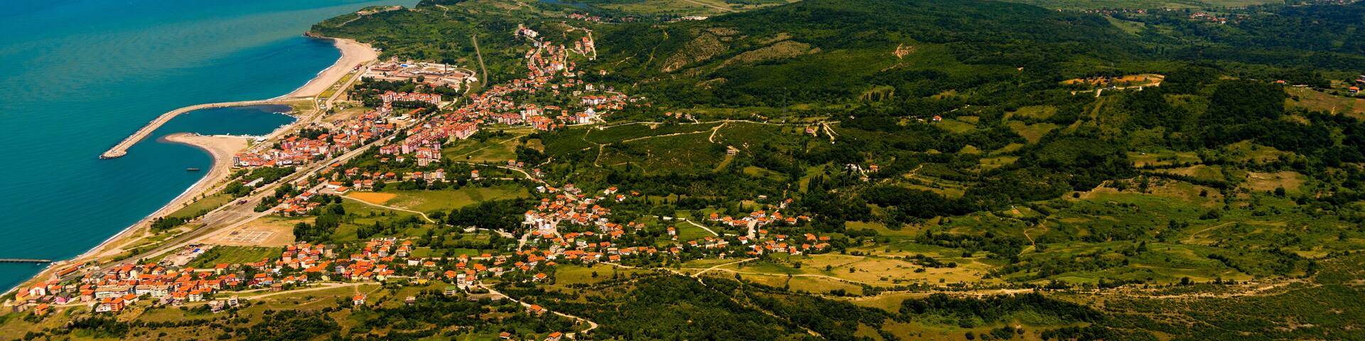 turkey, black sea coast, aerial view zonguldak province.