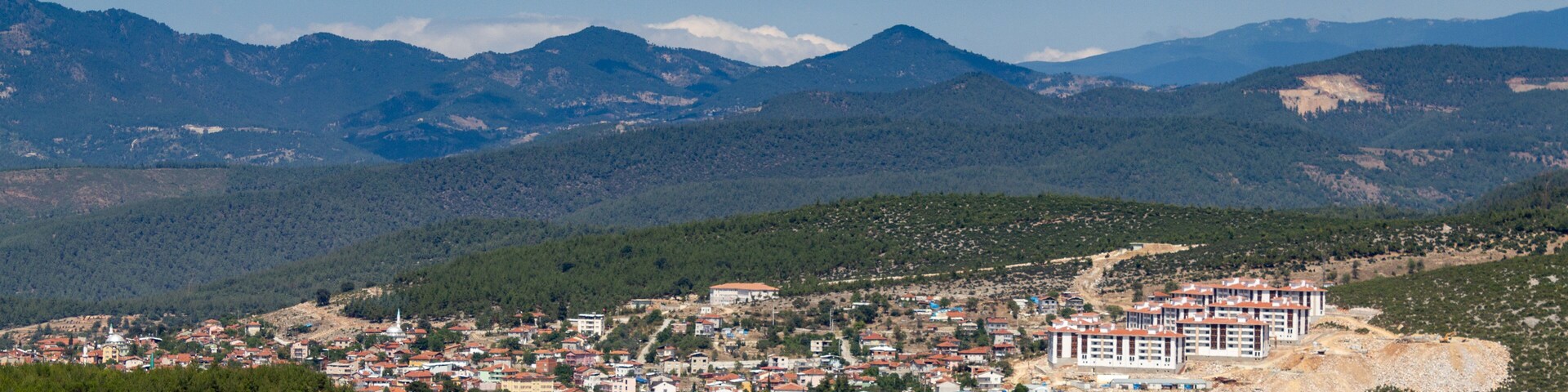 Orhaneli district panoramic aerial view. Bursa Turkey