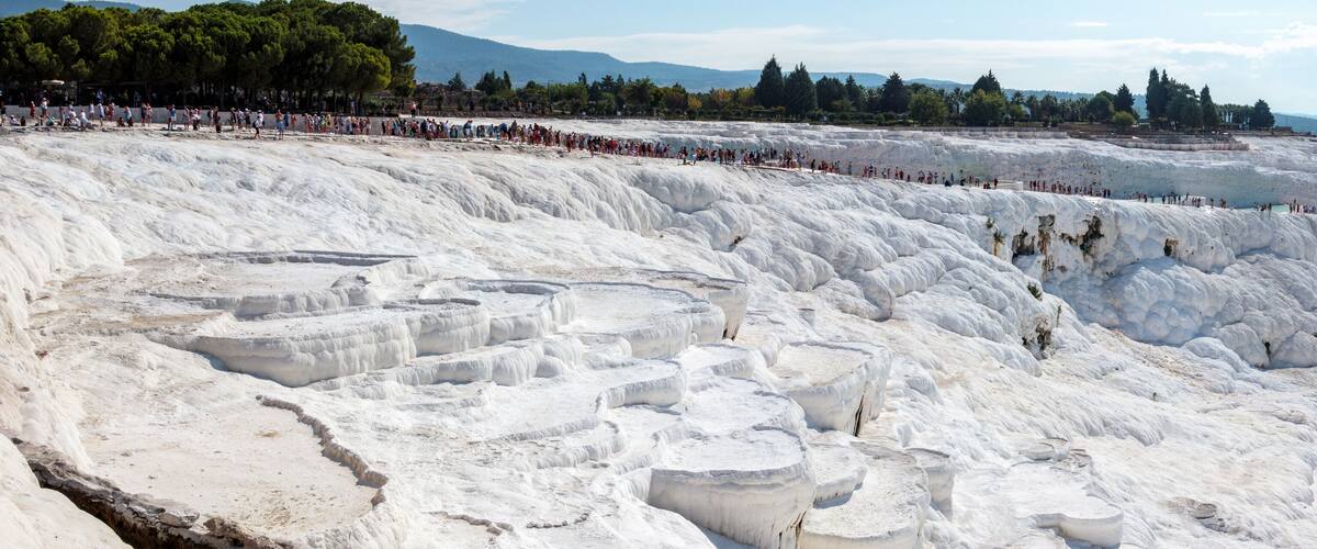 The Thermal Pools and Travertine Terraces of Pamukkale In Denizli Province, Turkey