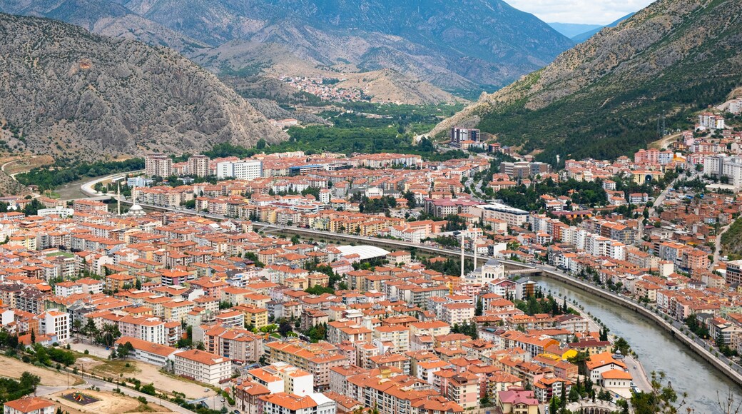 Top view of Amasya city, Turkey. Landspace of the city of Amasya province