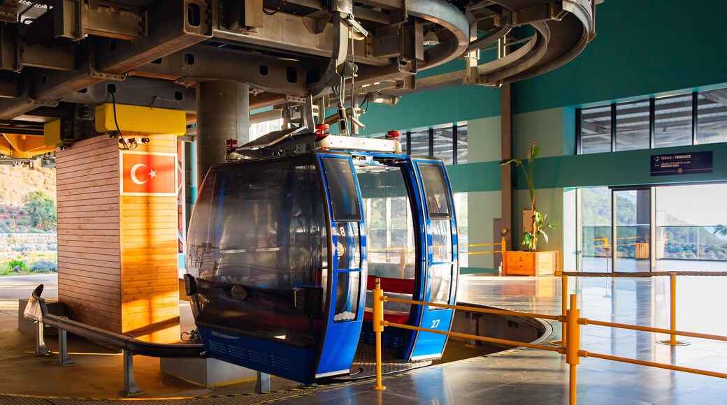 Cableway mechanism, cabin car silhouette. Funicular to Mount Babadag, Türkiye.