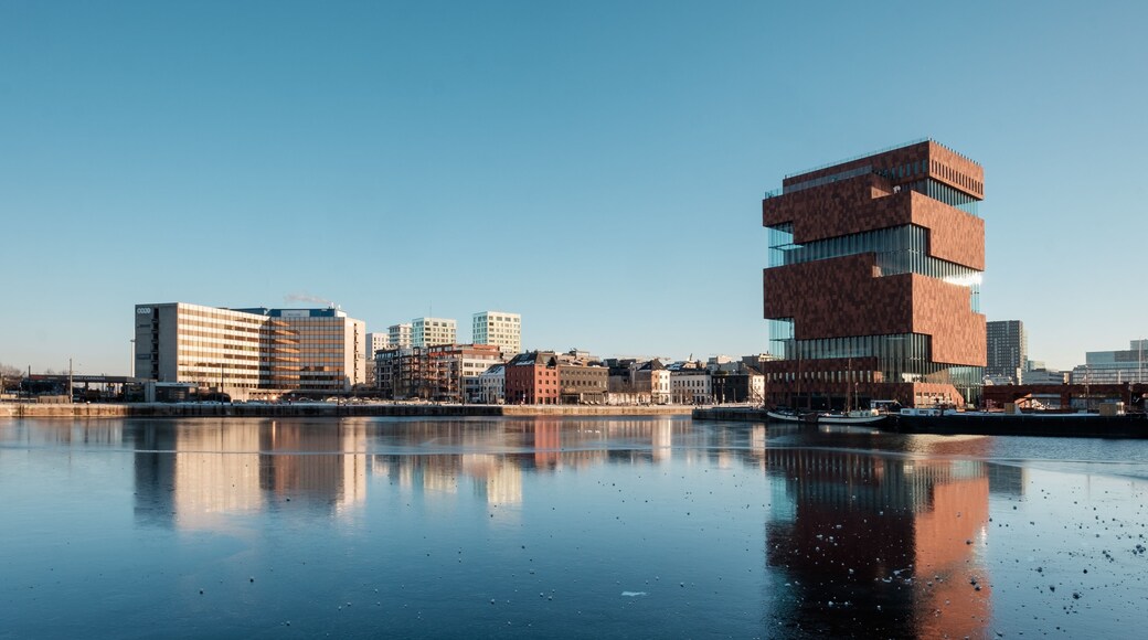 Skyline of the Northern part of Antwerp (Belgium) in winter.