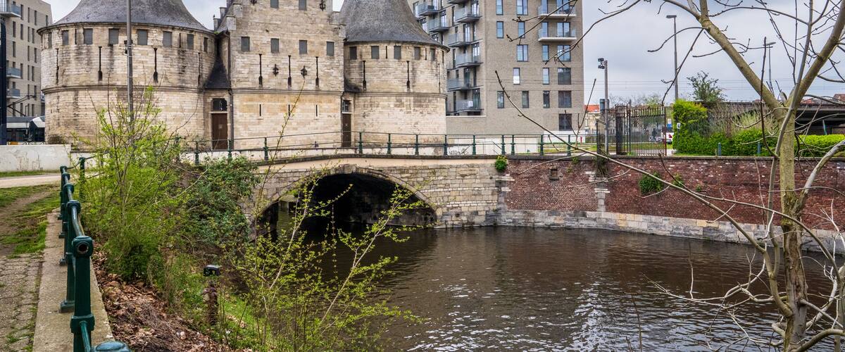 Rabot Fortified Gate and Lieve Canal in Ghent, Belgium