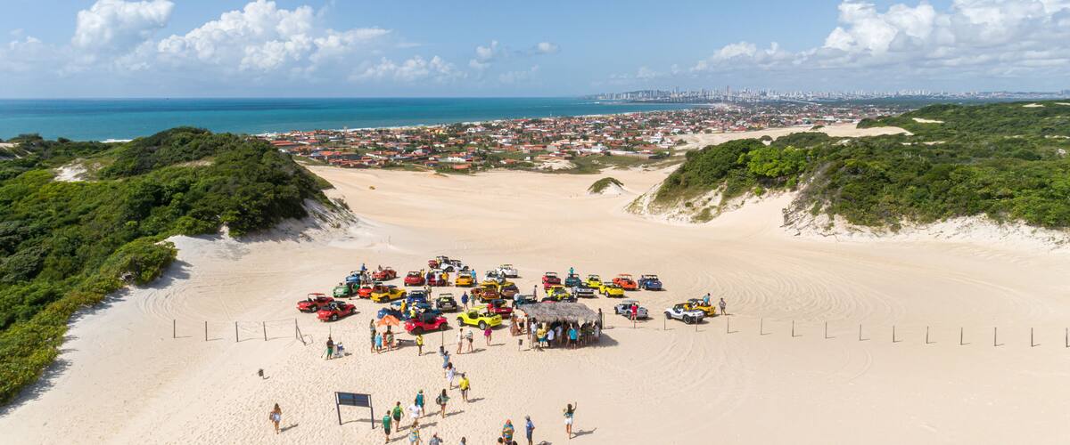 Beautiful aerial image of dunes in the Natal city, Rio Grande do Norte, Brazil.
