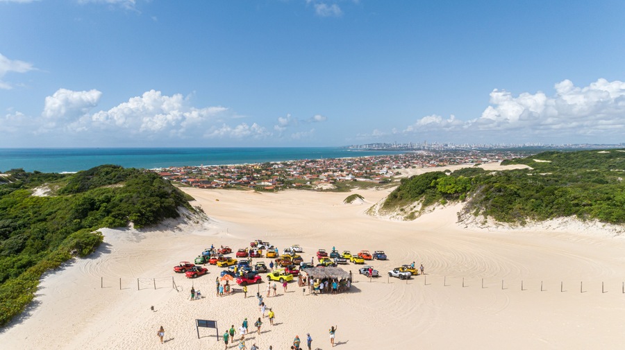 Beautiful aerial image of dunes in the Natal city, Rio Grande do Norte, Brazil.
