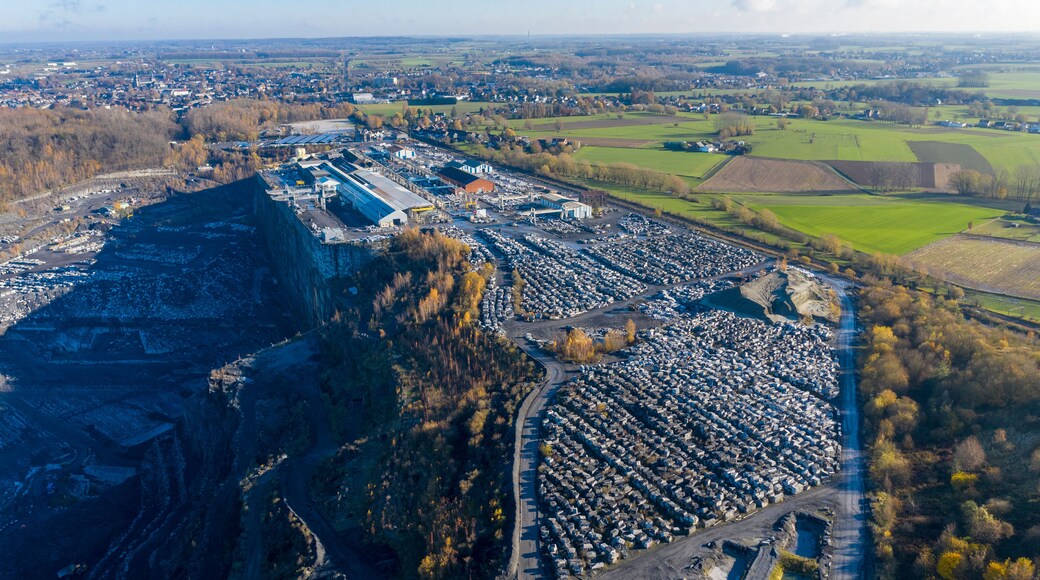 Aerial view of a marble deposit near the marble quarry in Soignies, Belgium.