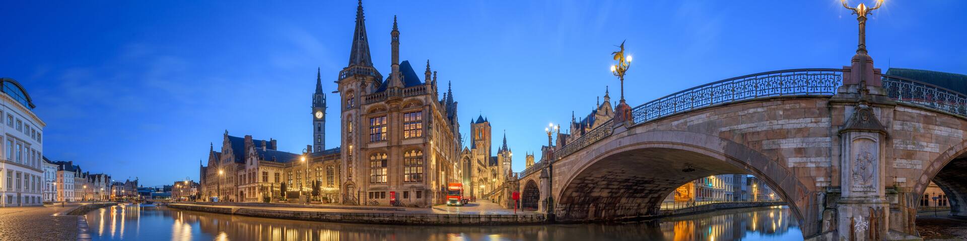 Ghent, Belgium Town Cityscape at Dawn
