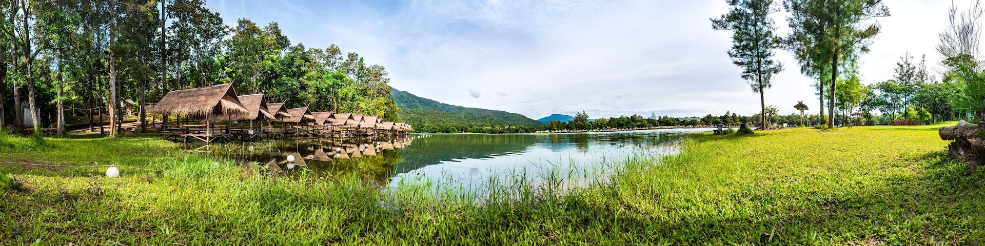 Panorama of Huay Tueng Thao Reservoir in the morning