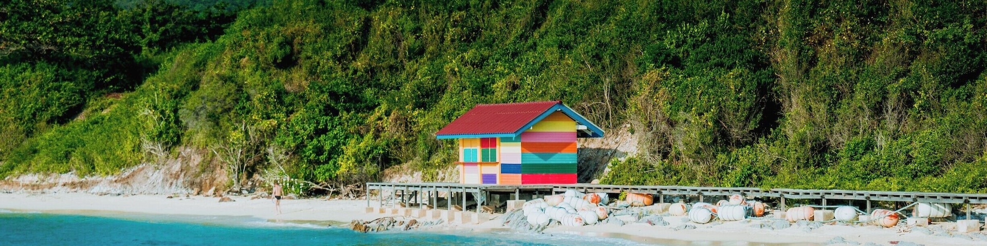 Colorful beach hut in Koh Lan, Thailand #BeachBound