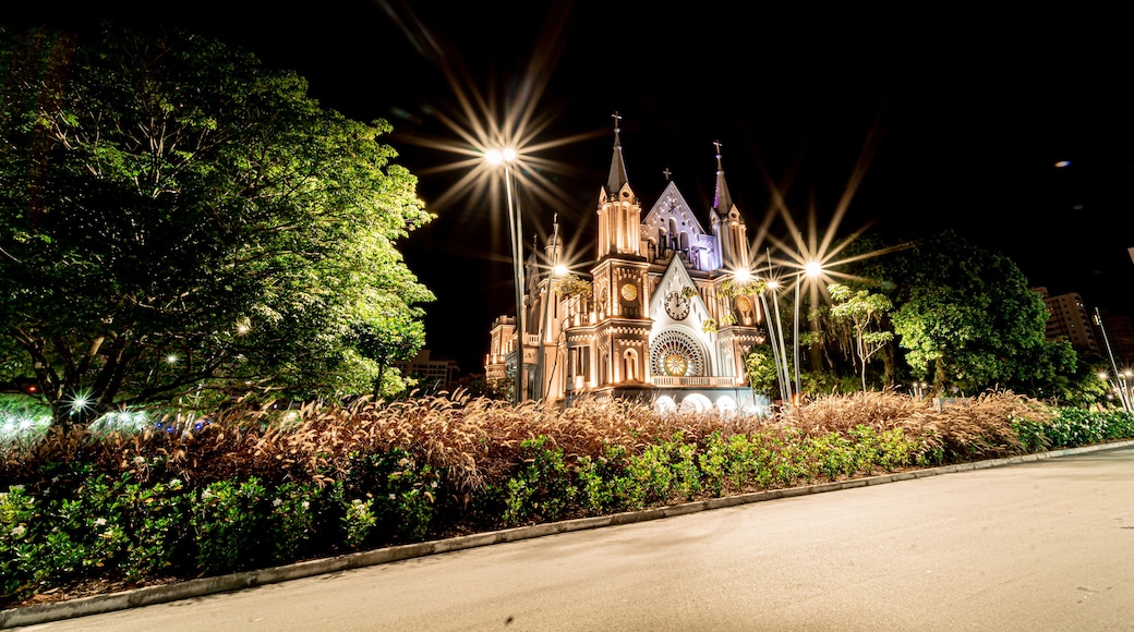 Historic church in the city center of Itajaí - Santa Catarina, Brazil. A beautiful Cathedral, with beautiful architecture in a breathtaking landscape, with trees and plants.