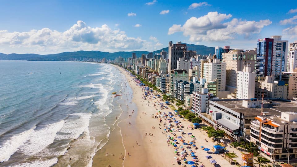 Itapema- beautiful aerial landscape along the coast of Meia Praia, SC