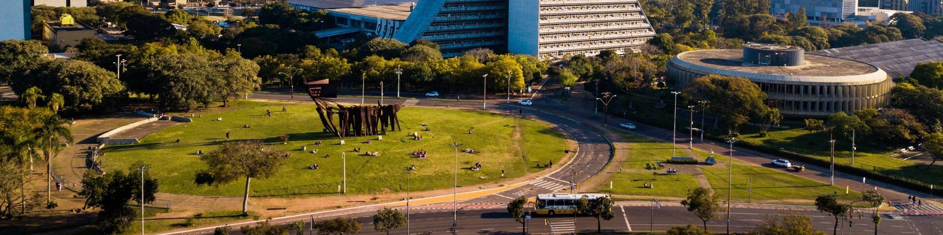 Porto Alegre RS - Aerial view of the Praça dos Açorianos and the administrative center of Porto Alegre, Rio Grande do Sul