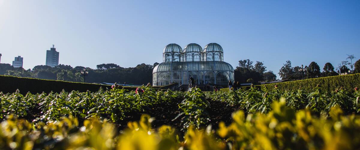 Greenhouse at the Botanical Garden of Curitiba capture in a sunny day in Brazil.