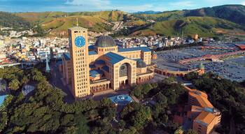 Aerial view of the Shrine of Nossa Senhora da Aparecida, Aparecida, SĆ£o Paulo, Brazil. Patroness of Brazil. Church, temple, religion, faith.