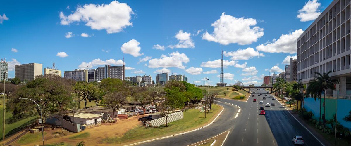 Panoramic view of Monumental Axis Avenue and Brasilia TV Tower - Brasilia, Distrito Federal, Brazil
