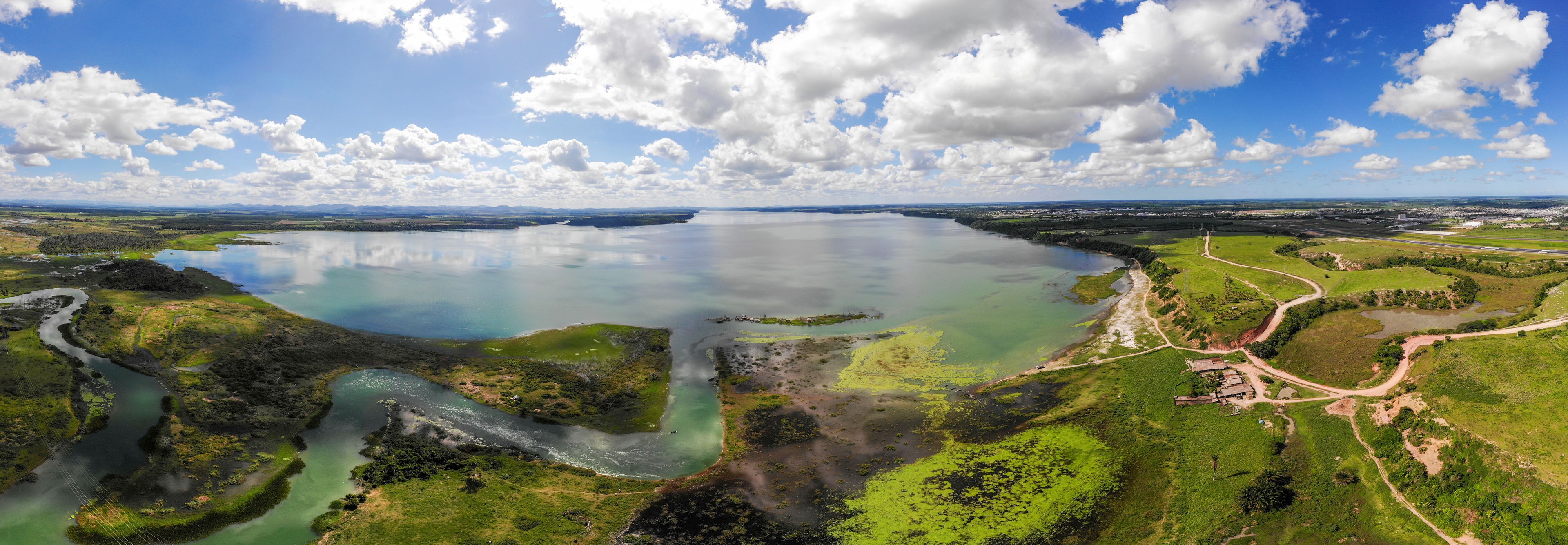 Aerial view of Juparanã lake in Linhares, Espirito Santo state in Brazil.