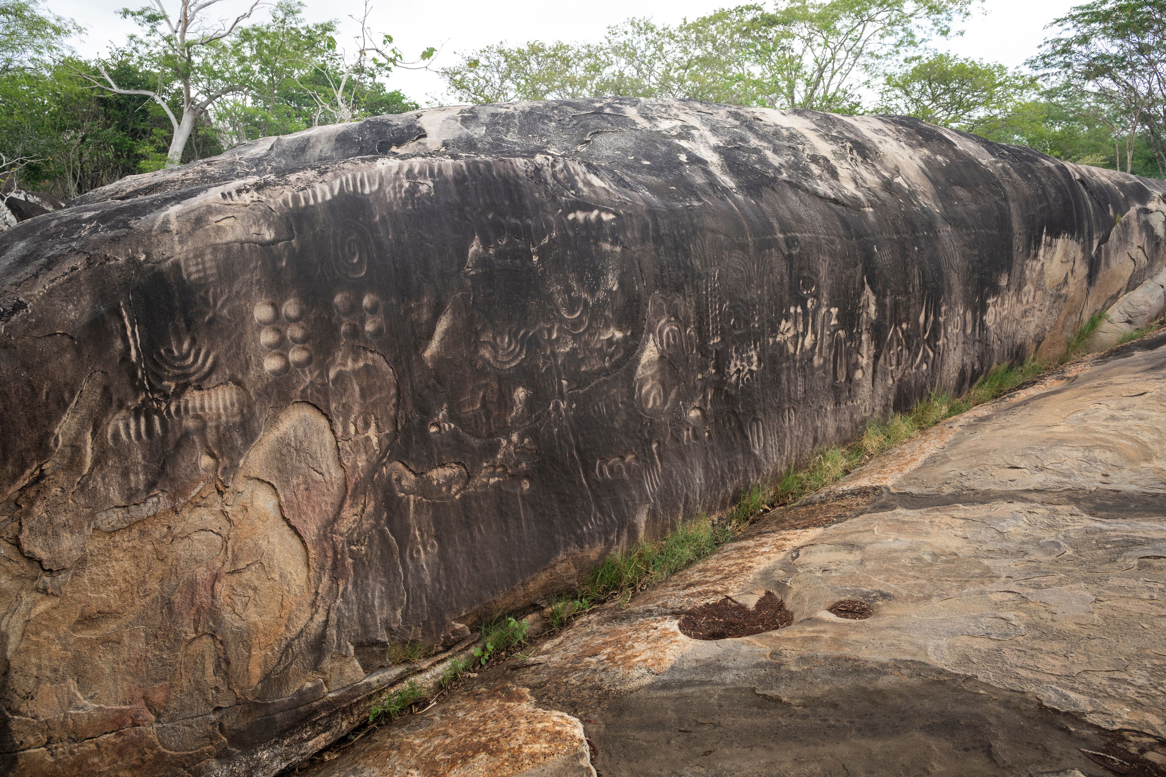 Old historic rock inscriptions in Pedra do Ingá, Paraíba state