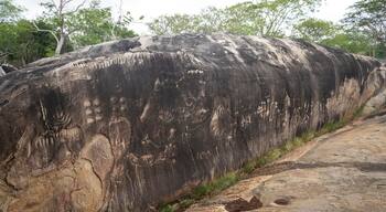 Old historic rock inscriptions in Pedra do Ingá, Paraíba state