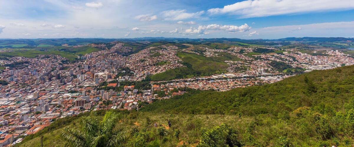 Panoramic photo of Poços de Caldas city Minas Gerais - Brazil, on a sunny morning with blue sky.