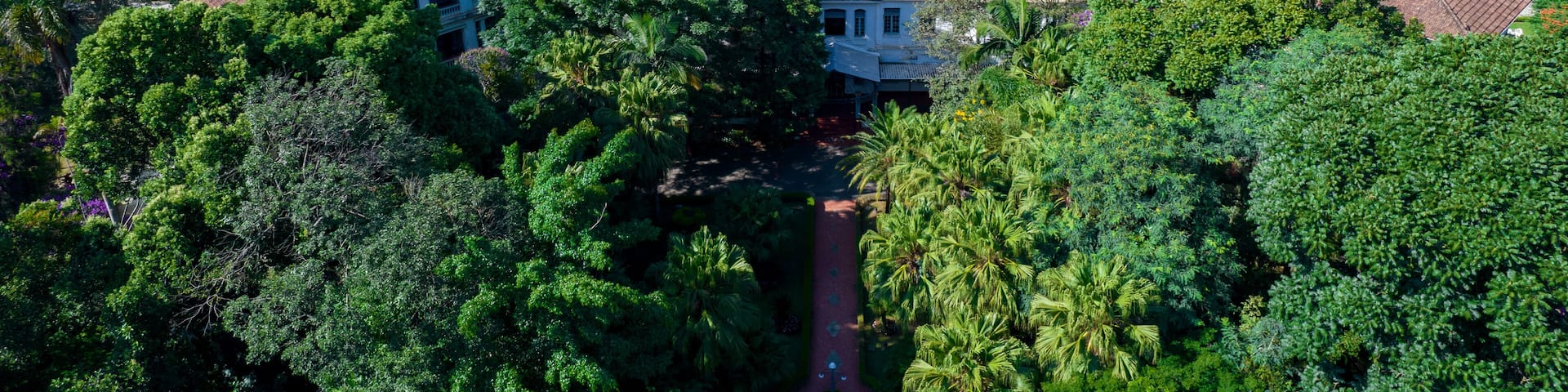 Aerial view of Parque Vicentina Aranha, in Sao Jose dos Campos, Brazil. Chapel and Old Sanatorium