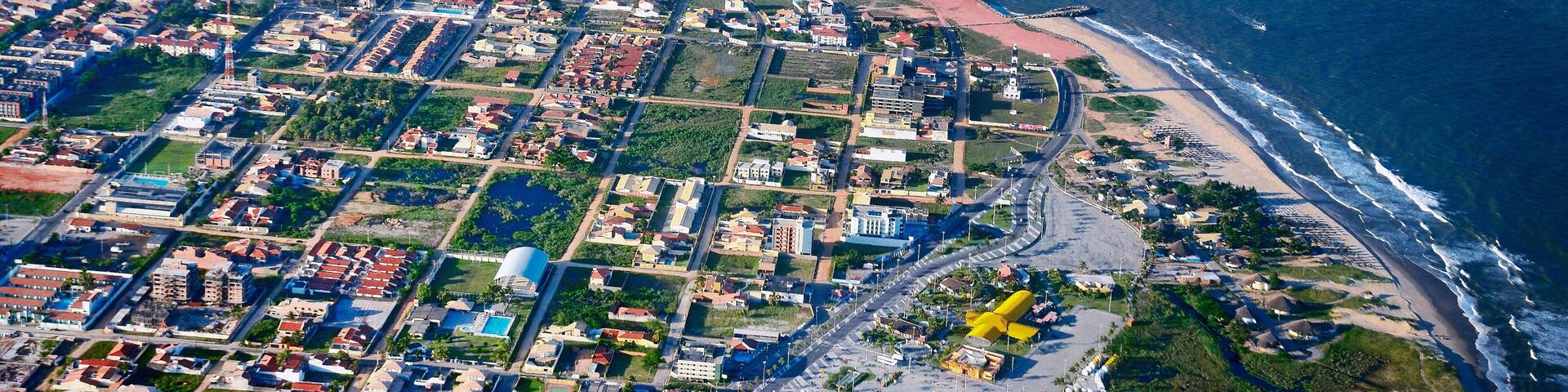 Aerial view of the Atalaia beach and of the Sergipe river’s mouth, Aracajú, Brazil, 2018