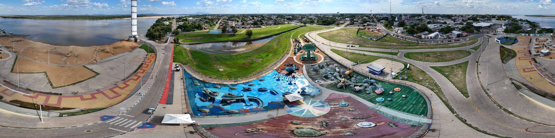 360 aerial photo taken with drone of Parque do Rio Branco in Boa Vista, Roraima, Brazil