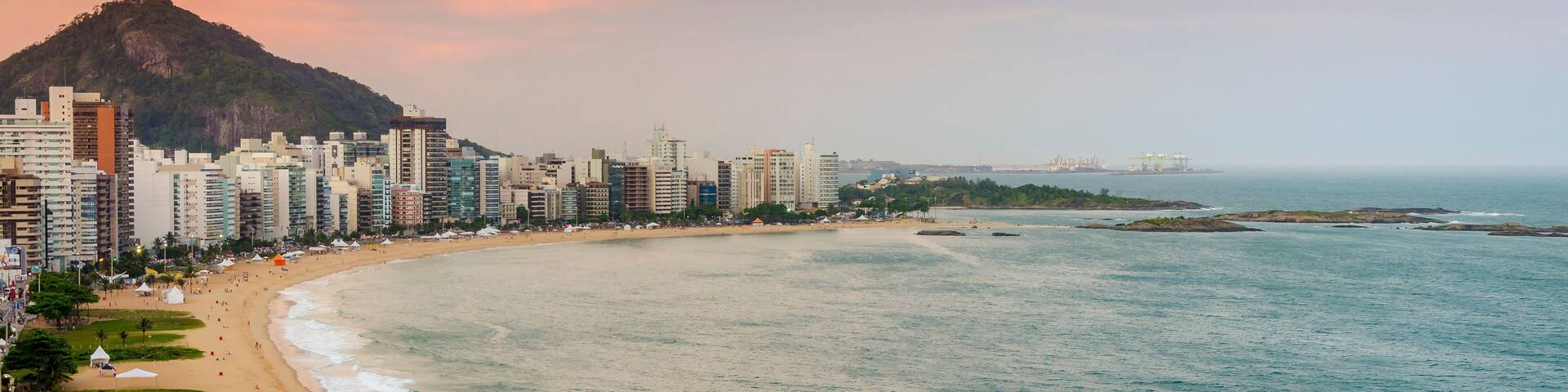 Spectacular sunset over Costa Beach in Vila Velha , ES , Brazil.