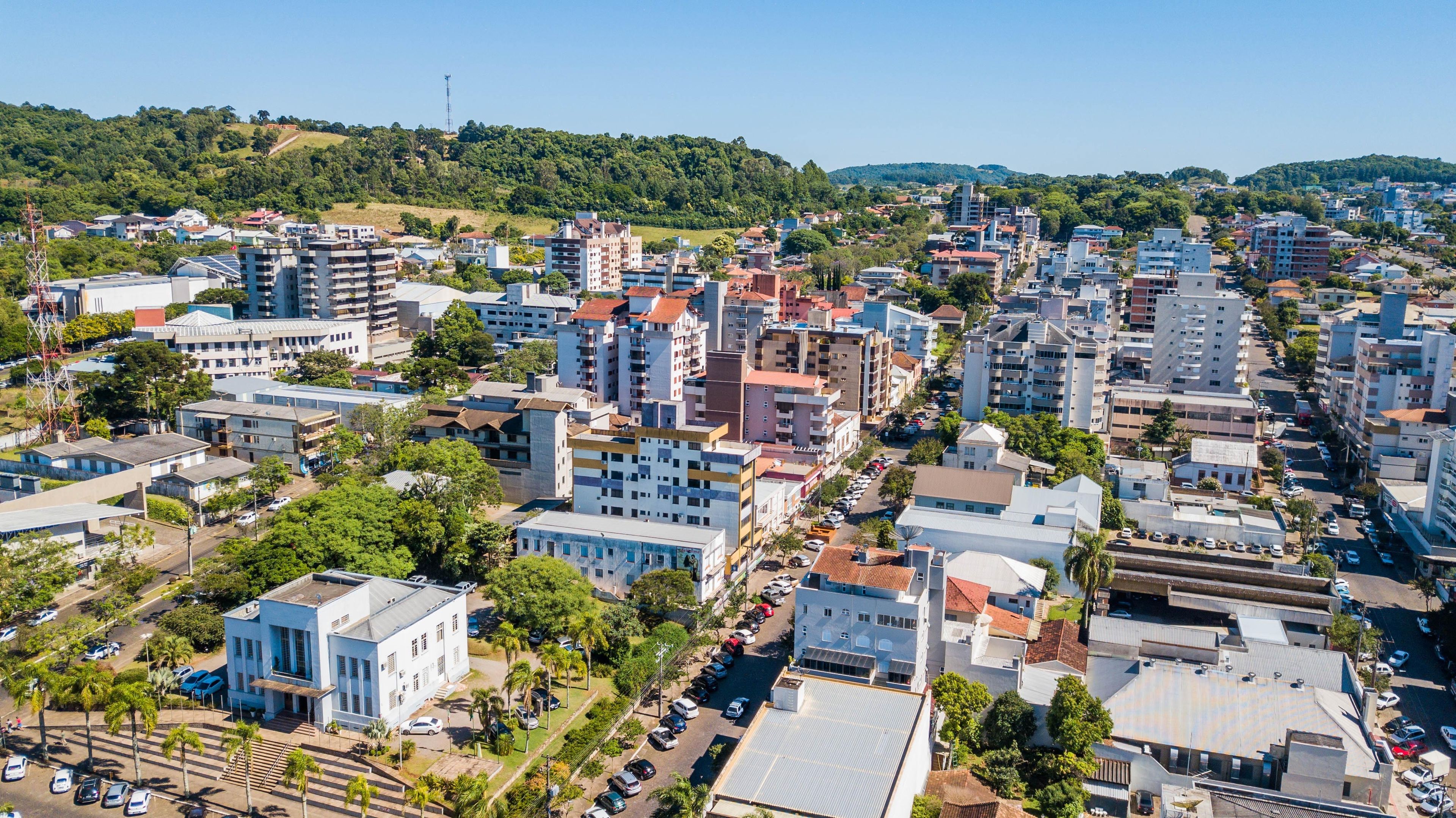 Nova Prata RS. Aerial view of the city of Nova Prata, Rio Grande do Sul