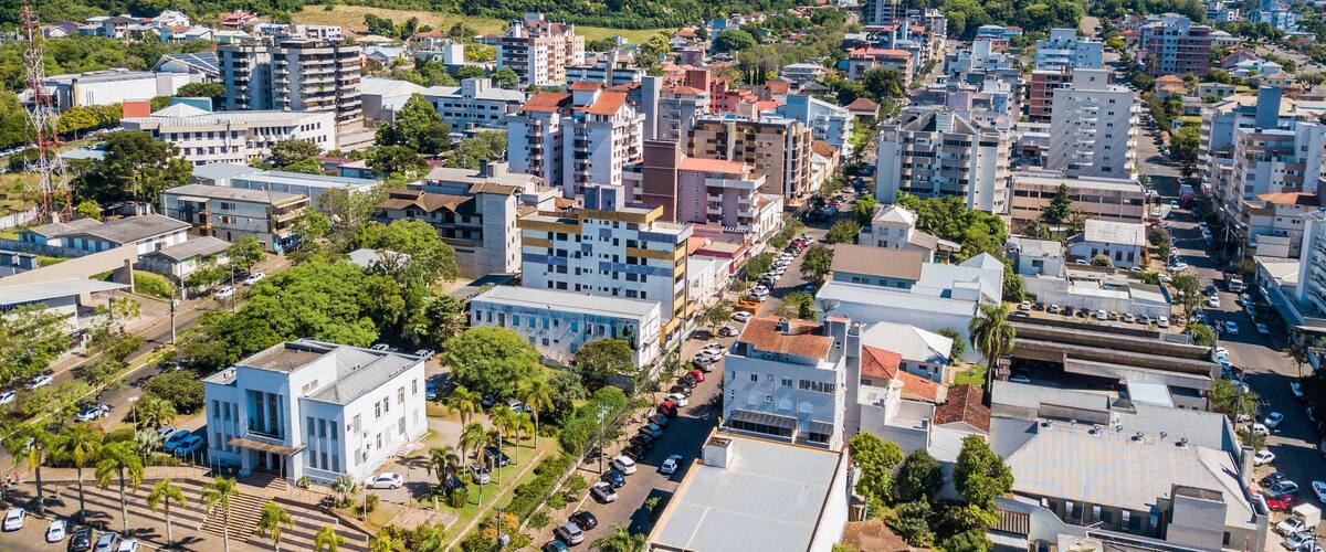 Nova Prata RS. Aerial view of the city of Nova Prata, Rio Grande do Sul