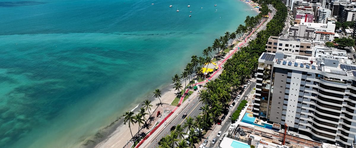 Town of Maceio Alagoas Brazil. Landmark beach at Northeast Brazil. Tropical Travel. Vacations destinations. Tourism landmark.