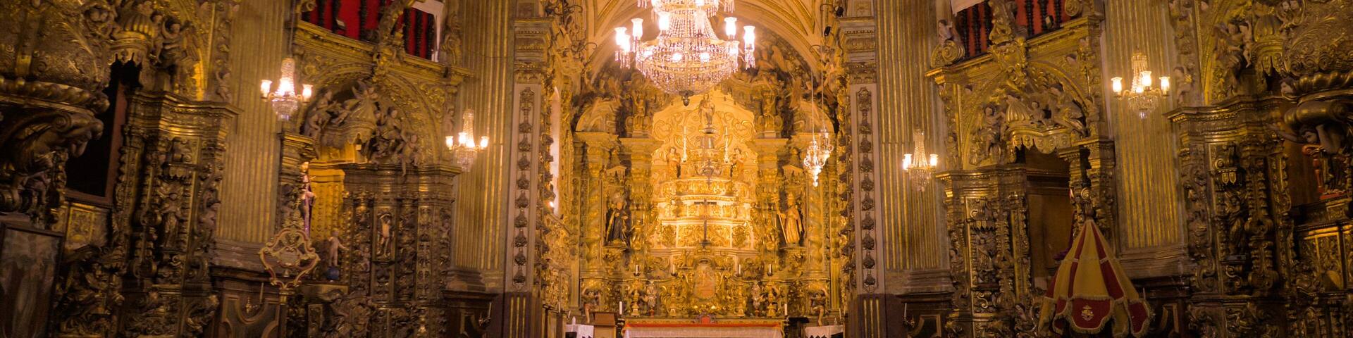 Woman visiting the Nossa Senhora do Pilar Minor Basilica in Ouro Preto, Minas Gerais