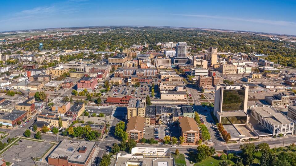 Aerial View of Fargo, North Dakota in early Autumn