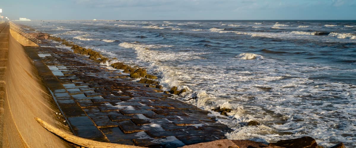 Seawall at Galveston, Texas on the Gulf of Mexico