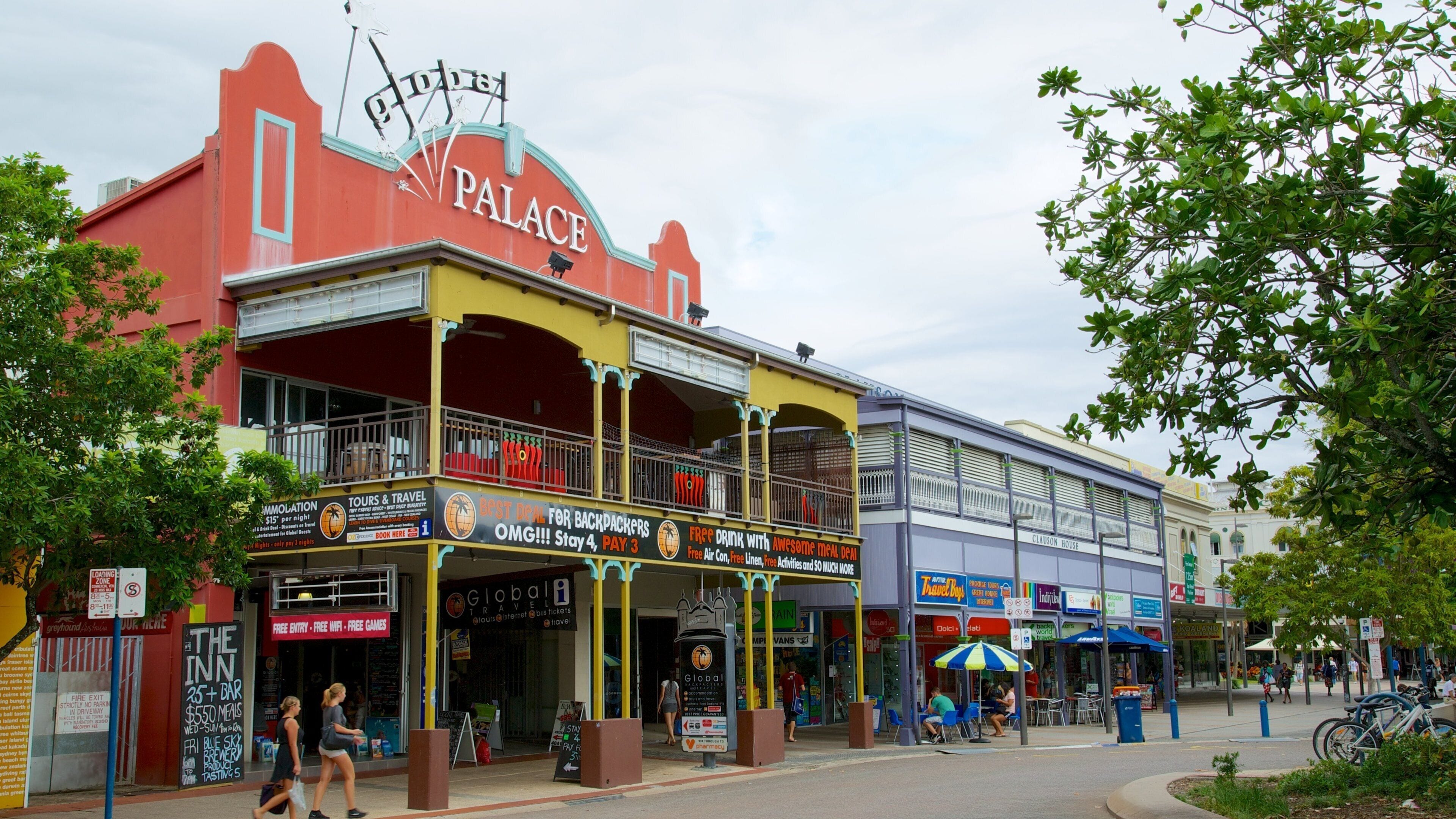 Cairns which includes street scenes and signage