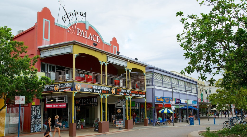 Cairns which includes street scenes and signage