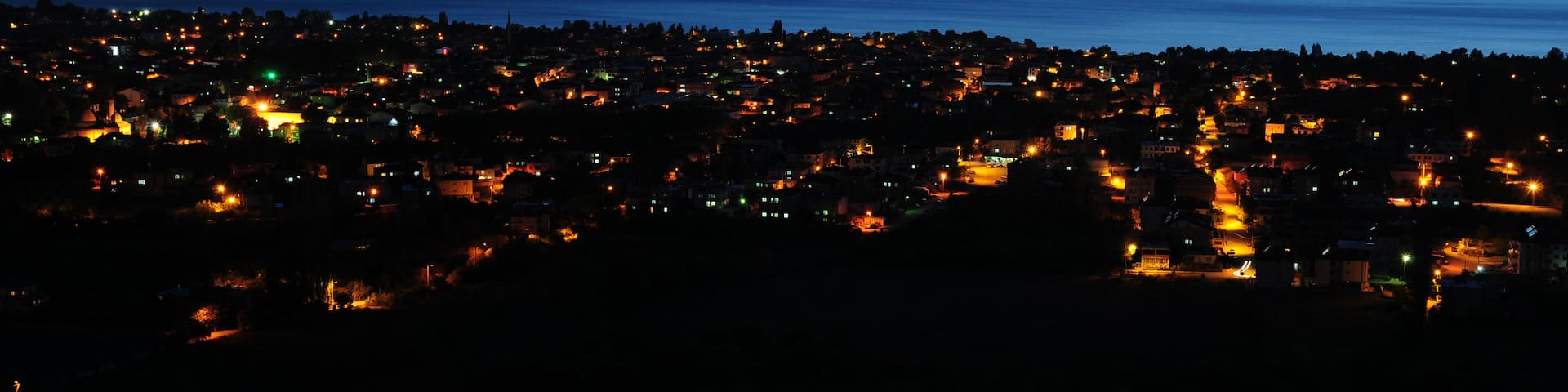 A night view from Iznik Lake in Turkey
