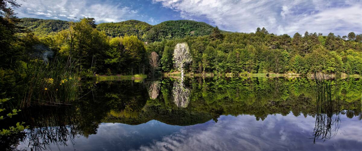 Dipsiz Lake, surrounded by forest, there are simple camping and picnic areas on the shore of this lake with nature view.