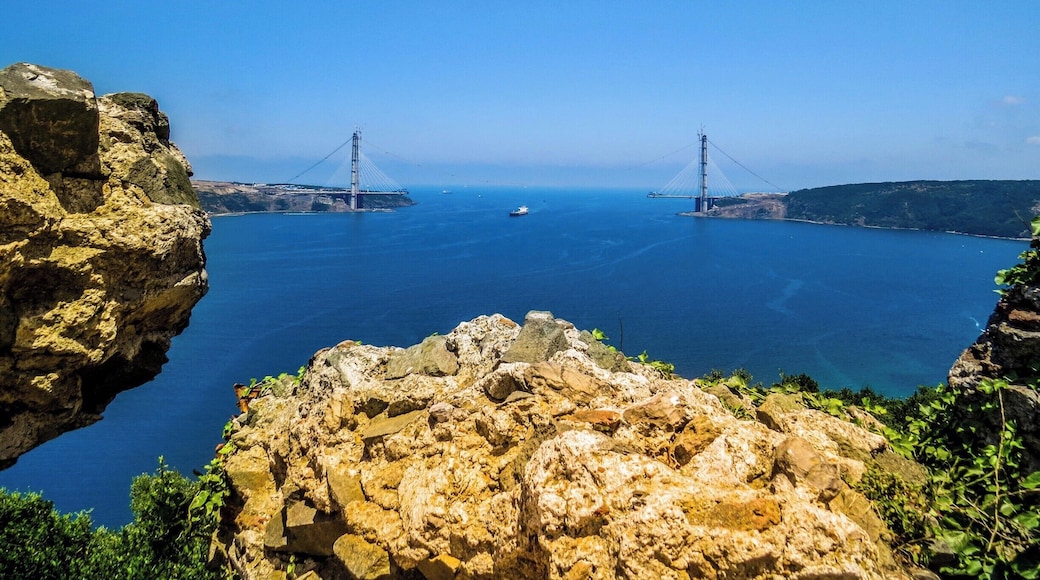 Confluence of the Bosphorus and the Black Sea, viewed from the Yoros Castle, Istanbul, Turkey.
