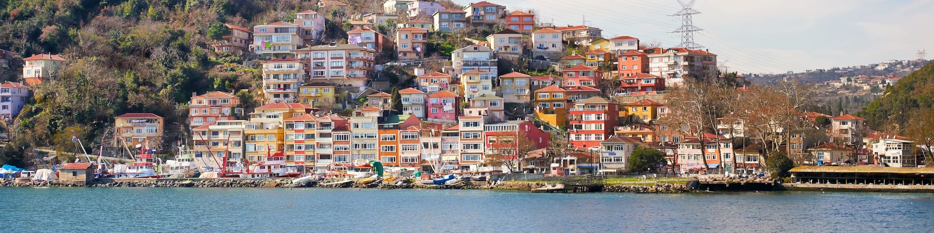The fishing village of Rumeli Kavagi on the Bosphorus Strait,Istanbul,Turkey.