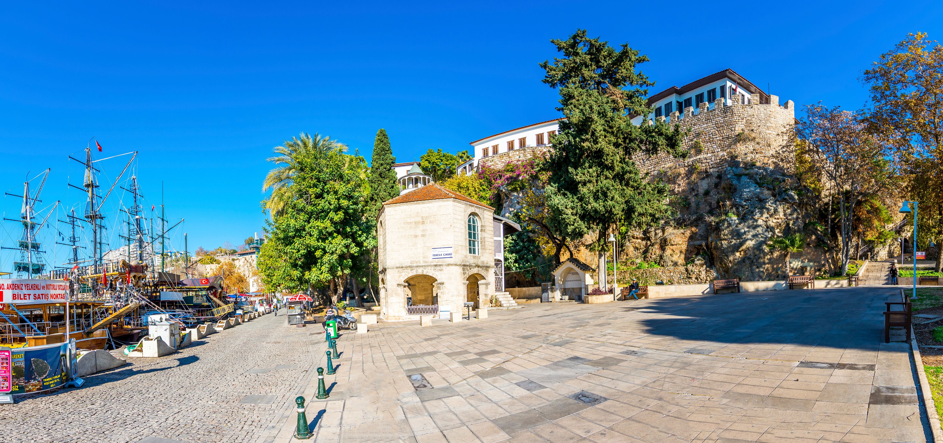 Kaleici district and old harbour view in Antalya. Antalya is populer tourist destination in Turkey.