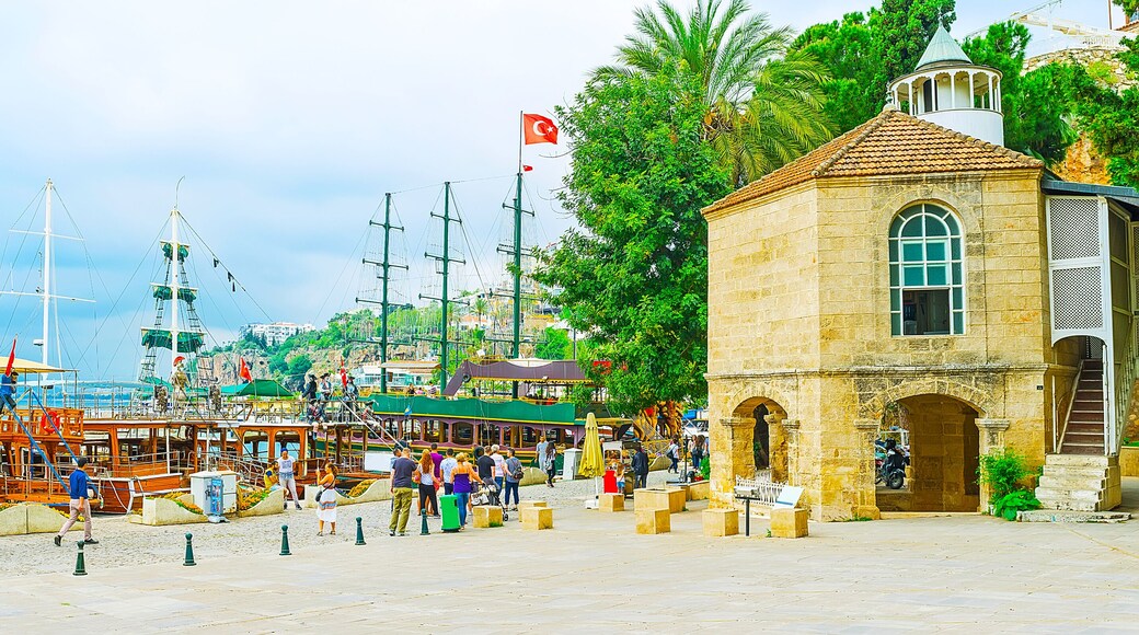 Panorama of marina with Iskele mosque, Kaleici, Antalya, Turkey