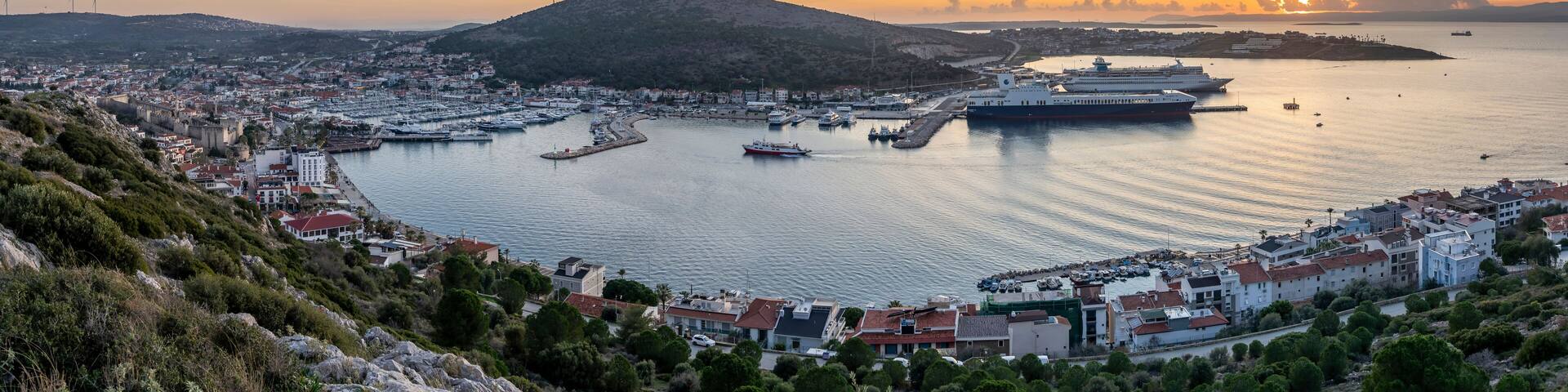 Cesme Town view from hill in Turkey