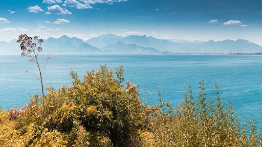 Panoramic view of Lara district of a resort town of Antalya, Turkey situated on a high cliff. Vacation and riviera concept