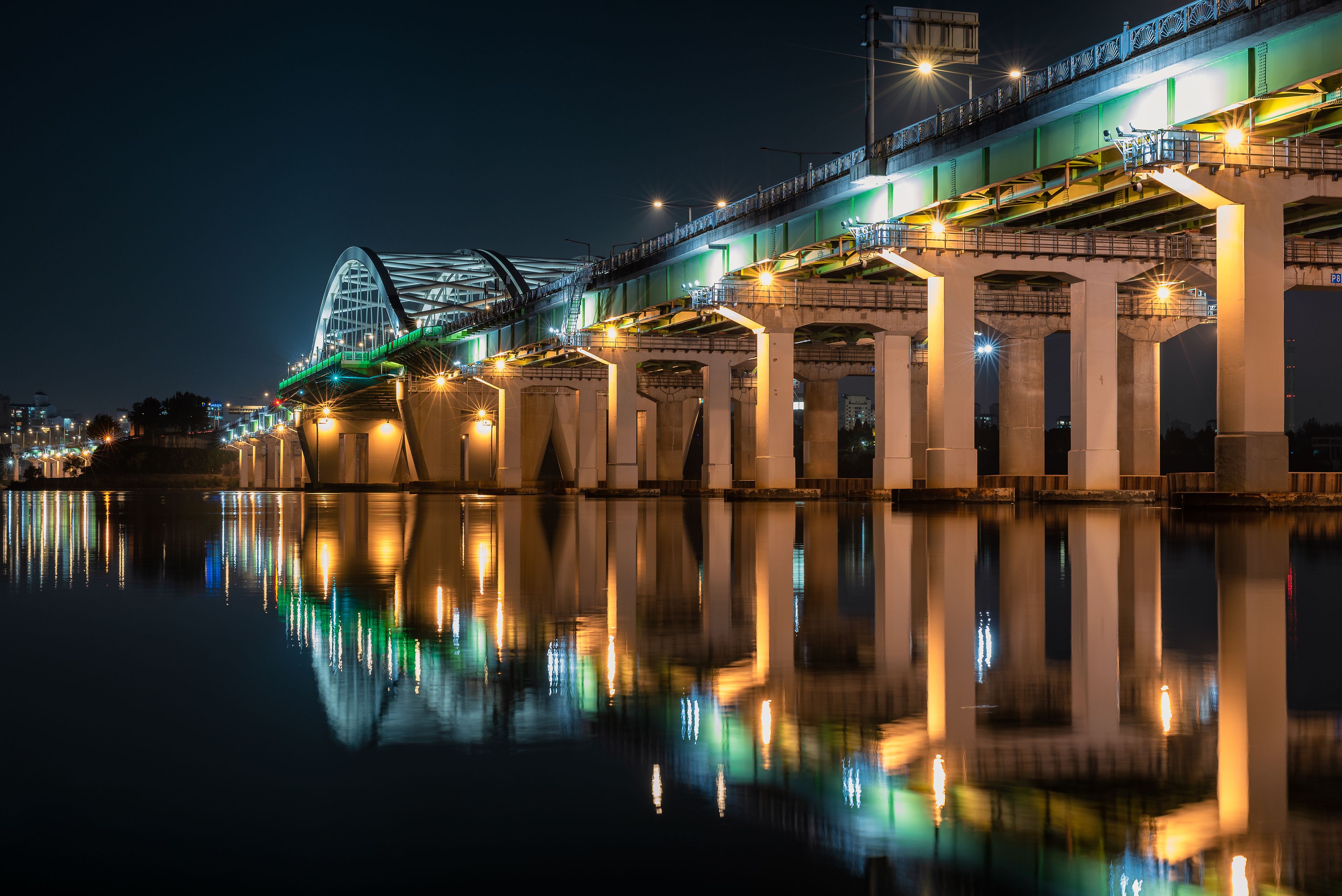 Yanghwa bridge reflection in the Han river in Seoul, South Korea