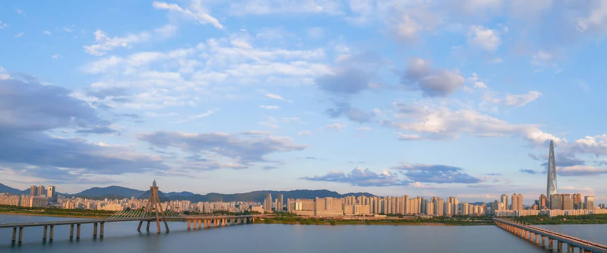 Panorama of Olympic Bridge in Seoul, South Korea.